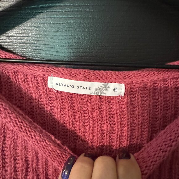 NWOT Womens Altard State Dolman Sleeve Knit Sweater Cropped Pink Knit Medium - Picture 3 of 4